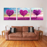 浪漫爱心树无框画客厅卧室装饰画发财树紫色情怀墙体壁画走廊挂画