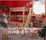 广州全原实木松木家具订做儿童组合床带书桌子衣书柜上下高度储物