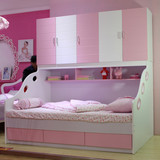 儿童高箱床高低床子母床带衣柜床一体多功能组合床女孩男孩储物