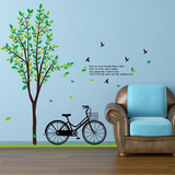 特价包邮超大号【大树自行车】三代可移墙贴客厅电视背景沙发墙贴