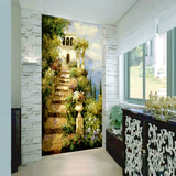 欧式3D立体走廊背景墙壁纸大型壁画玄关墙纸无缝风景抽象油画小路