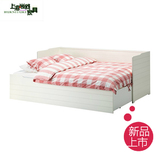 上海宜家家居木储物床 多功能坐卧两用组合推拉实木沙发床定制1.5