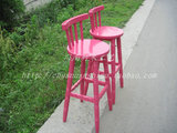 厂家直销 实木吧凳酒吧椅 户外阳光休闲桌椅 新款粉红酒吧椅