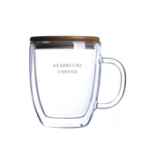 包邮正品星巴克双层玻璃杯 创意马克杯咖啡杯 情侣杯子带盖水杯