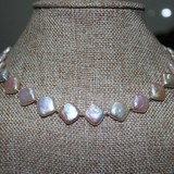 异形巴洛克珍珠项链 天然五彩伴色菱形小方块 精致时尚小清新订制