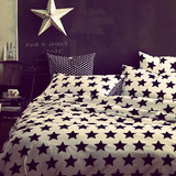 全棉床品来自星星的你四件套黑白宜家风格子条纹纯棉家纺床上用品
