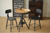 铁艺吧椅法式铁艺咖啡桌椅可升降茶几做旧圆桌复古实木茶几三件套