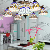 欧美式 蒂凡尼玻璃铁艺吸顶灯餐厅卧室书房客厅地中海蜻蜓吸顶灯