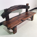 2016船木限量实木弧形靠背沙发椅长凳条凳公园长廊休闲凳厂家直销