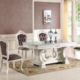 欧式实木雕花西餐桌 法式象牙餐桌方条形1.8米餐桌 大理石餐桌椅