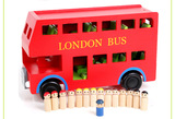 高档儿童拆装木制玩具车益智汽车模型运输公交车大红双层伦敦巴士