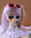 Blythe小布娃娃场景拍摄道具配件面部装饰白色蛤蟆框眼镜猫咪镜