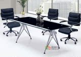 现代简约钢化玻璃会议桌  办公桌 条形桌 时尚会议洽谈桌