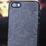 浮雕骷髅头 iphone4手机壳 苹果4s手机套 保护壳 彩绘雕刻外壳潮