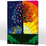 星空雨夜diy数字油画手绘风景花卉抽象客厅卧室装饰壁画 新发财树