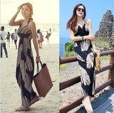 香港代购2016夏季女装波西米亚度假沙滩裙挂脖吊带裙连衣裙长裙