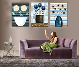 欧式抽象花瓶壁画 现代客厅装饰画三联画 时尚沙发背景墙无框画