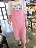 韩国直送东大门代购夏装新款 博拉拉最爱这种糖果粉色背带裤