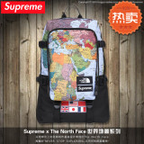 [首发现货]欧美潮牌Supreme TNF世界地图联名双肩包学生背包书包