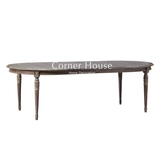 cornerhouse法式原木长餐桌美式经典实木1米8拉伸缩餐桌圆餐台