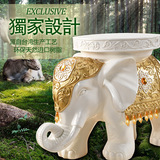 欧式客厅大象摆件 天然合成树脂工艺品泰国白色大象换鞋凳子摆件