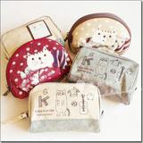 出口日本 精致刺绣布艺包 化妆包 收纳包 可爱卡通 萌萌的猫咪