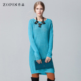 Zopin/作品2014新品修身简约中长款百搭女装针织衫G1C0Q3E02