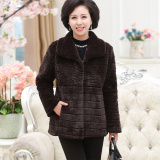2015中老年妈妈冬季新款保暖外套 中年女装仿貂毛貂绒中长款大衣