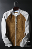 X037出口欧美外贸男装 原单品质潮上身款仿麂皮修身夹克外套外衣