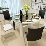 包邮简约现代黑白餐桌椅组合多功能小户型钢琴烤漆饭桌可伸缩餐台