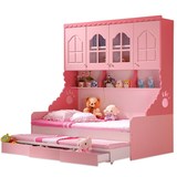 儿童床女孩男孩粉色衣柜床公主单人床储物组合多功能家具1.2米1.5