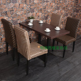 现代咖啡厅甜品奶茶店桌椅组合西餐茶餐厅快餐冷饮店休闲仿木椅子