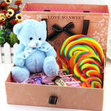 金稻谷超大七彩波板糖礼盒 送小熊 创意棒棒糖果 生日送女友礼物