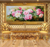手绘牡丹油画花开富贵中欧式花卉风景客厅玄关办公沙发装饰画挂画