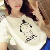 短袖t恤女夏季韩版宽松学生上衣卡通印花女装夏装2016新款半截袖