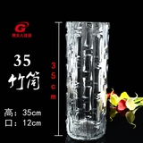 摆件批发特大号50厘米直筒富贵竹透明玻璃花瓶欧式落地客厅水晶