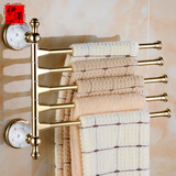 全铜毛巾架 活动毛巾杆 可旋转三杆 浴室四杆五杆 欧式金色毛巾挂