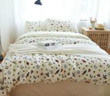 北欧简约纯棉四件套宜家风格全棉床上用品小卡通可爱床单被套1.8m