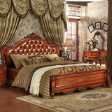 魅力大师美式双人床1.8米1.5米公主床婚床新古典实木床美式真皮床
