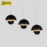 佛山铁艺圆形蘑菇形黑白色双层创意款LED温馨小户型餐厅饭桌吊灯3