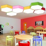 包邮SAISKAI赛士凯2016几何创意彩色六边形蜂窝幼儿园教室吸顶灯