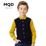 MQD2015秋冬装新款童装男童衬衫长袖衬衫 拼接灯芯绒衬衫儿童衬衣