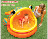 INTEX儿童充气戏水池 宝宝充气浴盆 圆形遮阳海洋球池 游泳池