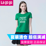 Lagogo2016年夏季新款圆领休闲字母印花短袖T恤FBL791G436