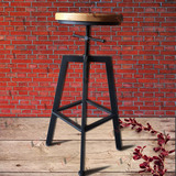 美式做旧铁艺茶餐吧台椅高脚椅创意升降吧凳实木酒吧椅圆吧台凳子