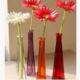 特价绿色紫色小号zkk彩色透明细高瓶简约现代玻璃小花插花器花瓶
