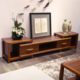 中式实木电视柜可伸缩地柜现代简约小户型电视柜茶几组合客厅柜