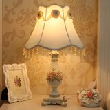 简欧台灯卧室床头灯暖光创意韩式家用欧式布艺新婚美式床头柜灯具