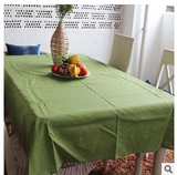 厂家直销 时尚田园风个性绿色圆点餐桌盖布 桌巾 纯棉印花桌布