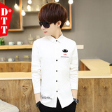 夏季白衬衫男长袖韩版男士秋季衣服青少年寸衫薄款衬衣学生衫衣潮
